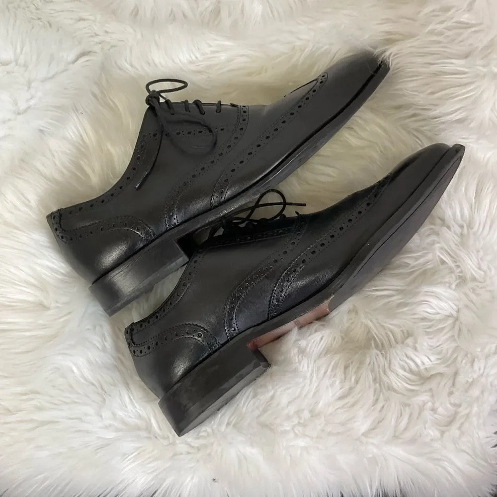 Cole Haan Men's Black Williams Leather Wingtip Lace Up Oxford Shoes Size 11